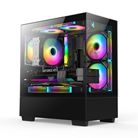 Boîtier de PC de jeu OEM en verre trempé double face à 270 degrés, panneau latéral vitré, format M-ATX/Mini-ITX, construction en acier, alimentation 180 mm