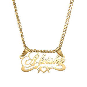 Joyería personalizada DIY Cadena de clavícula letra personalizada colgante regalo de Navidad 18K chapado en oro de acero inoxidable nombre collar - Product Image 1