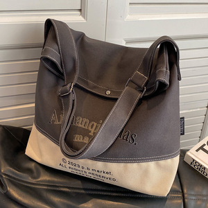 Bolso Tote de Lona para Mujer, Gran Capacidad, Nuevo Diseño Color Block, con Correa de Hombro y Cierre Magnético - Product Image 5