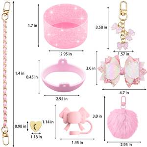 Bling Stanley Cup Accesorios para vaso <span class=keywords><strong>de</strong></span> silicona 40/30oz Cute Bow Straw <span class=keywords><strong>Topper</strong></span> Cover Stanley Cup Boot Correa <span class=keywords><strong>de</strong></span> mango <span class=keywords><strong>de</strong></span> <span class=keywords><strong>cuero</strong></span> - Product Image 3