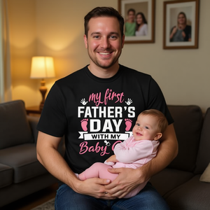 Mi primer día del Día del Padre con mi camiseta de bebé niña para papá nuevo - Product Image 3