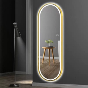 <span class=keywords><strong>Miroir</strong></span> de salle de bains intelligent avec écran tactile anti-buée pour <span class=keywords><strong>baignoire</strong></span> murale intelligente avec éclairage ovale de luxe à cadre gris à LED - Product Image 5