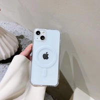 Coque arrière de téléphone magnétique à chargement sans fil Transparent pour Iphone 13 Pro Max 12 i14 Pro Max