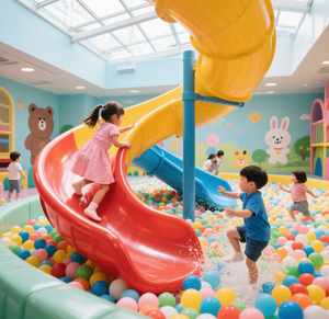 Happy Unlimited Indoor Playground Área de juego suave para niños Material de nailon de acero y PVC para escuelas Centros comerciales Supermercados - Product Image 1