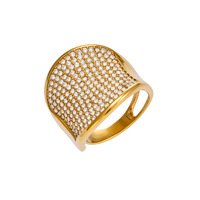 Micro Pave Zirkonia Edelstahl 18K Vergoldeter Zeigefingerring Vintage Mode Luxus Statement-Schmuck für Frauen