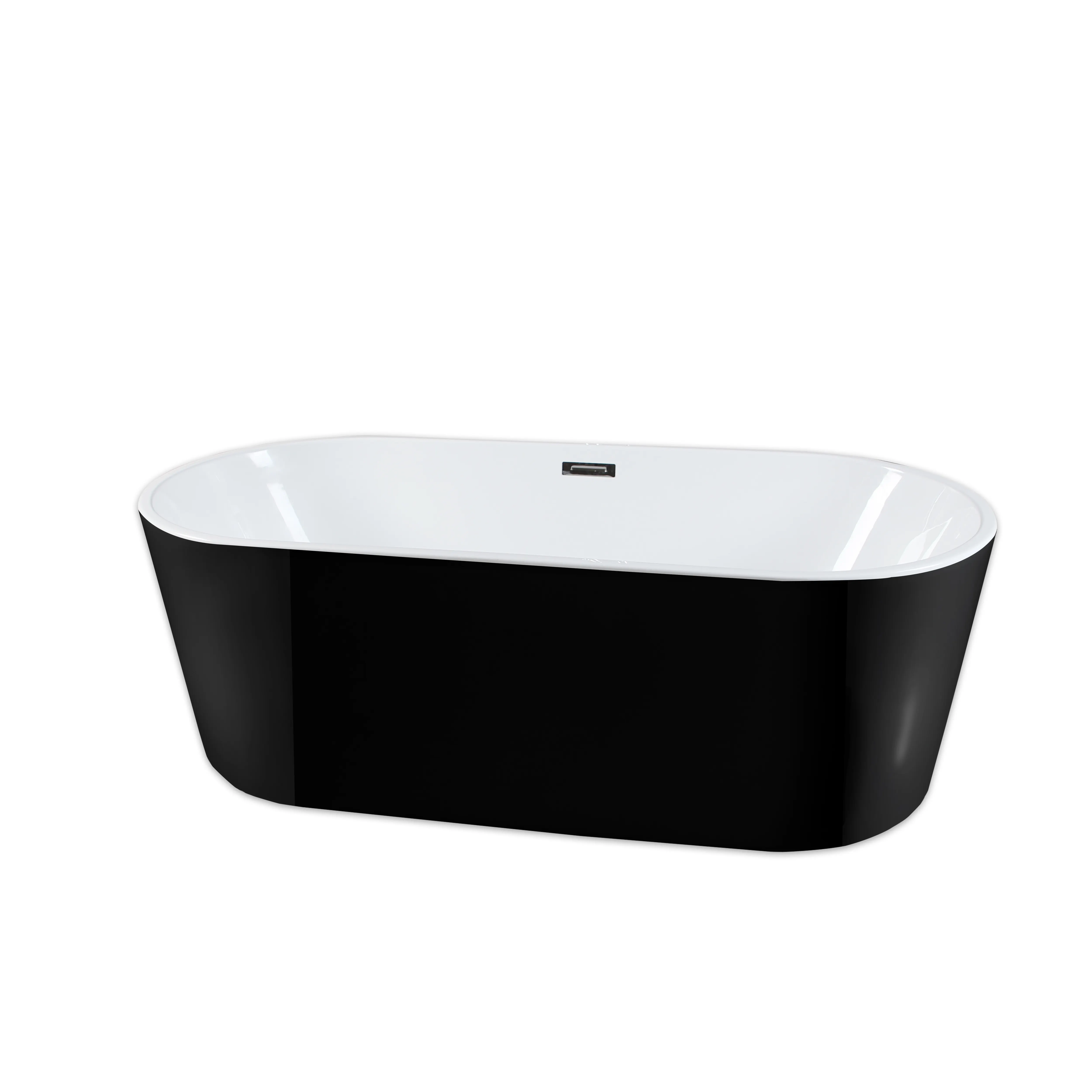 Acrylique noir cupc/ce approuvé ovale une personne baignoire tapis ovale baignoire baignoires