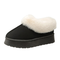 Bottes de neige courtes d'hiver pour femmes, avec col en fourrure, doublure en peluche, à enfiler, chaudes, décontractées, à la cheville