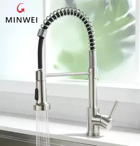 Minwei Gooseneck keran dapur peralatan sanitasi berkualitas tinggi: gagang tuas tunggal, penyemprot tekanan tinggi, keluaran