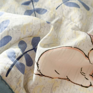 Manta de verano de algodón lavado Tela de clase A Estampado de dibujos animados Manta fresca Ropa de cama Algodón lavado Juegos de cama de 4 piezas - Product Image 4