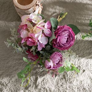 Bouquet de fleurs artificielles Suya Lulian, violet clair, en tissu tissé plastique, décoration de mariage, artisanat de style Ins - Product Image 3