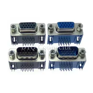 D-SUB HDR 15 Pin Type 8.89 DB15 Male Female VGA PCB Connector With Set Screw Plug Socket Adapter Right Angle 15P 3 Rows