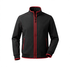 Black Softshell Tracksuit <b>Jacket</b> Zip Up Stand Collar <b>Lightweight</b> Outdoor Workwear Sportswear - Product Image 1
