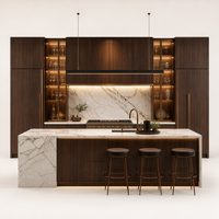 Lemari Dapur Pulau Modern Modular Kayu RTA Tahan Air Ramah Lingkungan Soft Close Grosir Langsung dari Pabrik