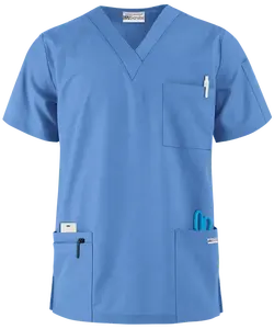 Nursing Uniform Manufacturer Five Pocket V-Neck Hospital Uniform Nurse Medical Scrub Top for Men