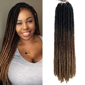 Straight Gypsy Locs Crochet Hair 3 <span class=keywords><strong>Tone</strong></span> Ombre Crochet Trenzas Dreadlocks Pre-Looped Extensiones de cabello sintético - Product Image 1