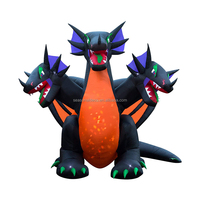 Dragon géant gonflable d'Halloween avec lumières LED Décoration de cour extérieure Spooky Blow up for Lawn