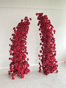 Premium professionale di lusso rosso rosa floreale corno sfondo arco artificiale fiore per festa di nozze evento decorazione - Product Image 4