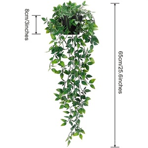 Grandes plantes artificielles suspendues, Datura à 9 branches avec pot, décoration intérieure et extérieure - Product Image 2