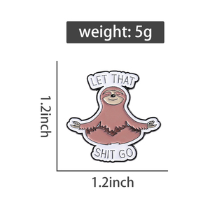 Citazioni curative lasciate che la merda di smalto spilla Retro e fresco cartone animato umoristico spilla distintivi gioielli regalo per bambini e amici - Product Image 6