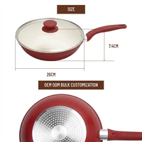 Ensemble de poêle à frire et de couvercle E-TOP en pierre rouge, compatible induction, fonte, revêtement antiadhésif en granit, ensemble de poêles à frire profondes, ustensiles de cuisine