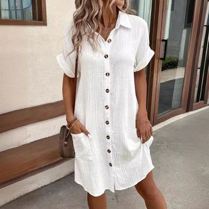 Vestido de Verano 2026 de AliExpress, Estilo Vintage, Informal, Antiestático, con Cuello en V y Botones, para Mujer - Product Image 3