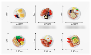 Assiette à manger en résine servant avec toast Oeufs Croissant <span class=keywords><strong>myrtille</strong></span> fraise jambon pour enfants nourriture jouer miniatures maison de poupée vaisselle - Product Image 3