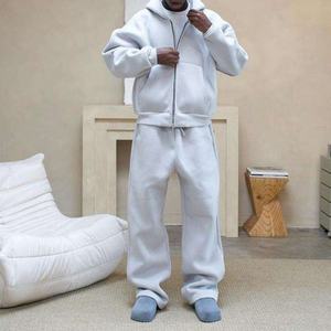 Sweat-shirt et pantalon de survêtement surdimensionnés en coton 100% lourd avec logo personnalisé, style ample et décontracté pour hommes - Product Image 1