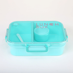 Boîte à lunch en plastique étanche pour adultes Boîte à lunch pour enfants à 2 compartiments avec Spork et Sauce Container - Product Image 2
