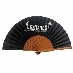 Éventail pliant <span class=keywords><strong>en</strong></span> <span class=keywords><strong>bambou</strong></span> de couleur foncée BSBH <span class=keywords><strong>en</strong></span> gros, avec logo personnalisé, pour mariage, fête, rave, art populaire, éventails espagnols à main - Product Image 1