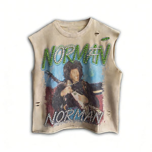 Camiseta sin Mangas Personalizada de Estilo Retro Urbano con Estampado de Retrato, Camiseta Moderna de Algodón sin Mangas para Hombre - Product Image 3