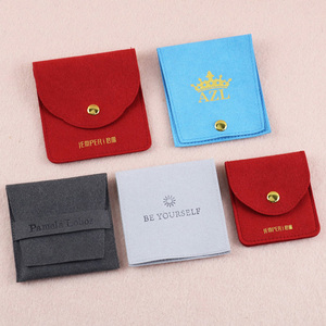 Custom Jewelry Pouch Suede Velvet Pouch Bag Jewellery <b>Envelope</b> Ring Bracelet Velvet Jewelry Packaging Pouch With Logo - Product Image 1
