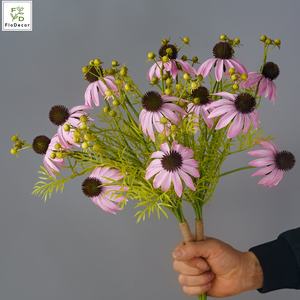 High-end 51cm yapay ekinezya buket nemlendirici el mor <span class=keywords><strong>Coneflower</strong></span> gerçek çiçekler düğün dekorasyon - Product Image 3