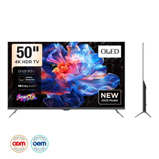 50 Inch Bezel-less OLED TV Ultra-Thin 4K Smart Display with HDR Luxury Yacht Cabin Modern Living Room LED Backlight Black