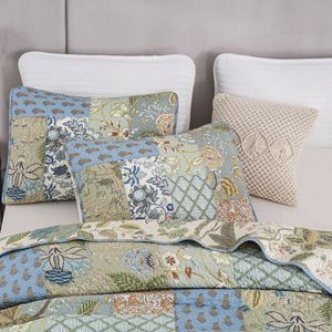 مجموعة لحاف موديل الأكثر مبيعًا ، قطن قابل للعكس مع 2 وسادة بلون أخضر - Product Image 4