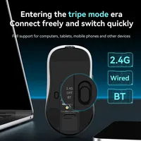 Ratón para Juegos AJAZZ AJ159P MC Trimodal, con Cable/Inalámbrico, Base de Carga Magnética, Sensor Pixart 3311, Máximo 12000DPI para PC