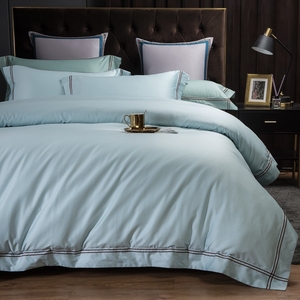 <span class=keywords><strong>Linge</strong></span> <span class=keywords><strong>d</strong></span>'hôtel, literie en coton, draps, housses <span class=keywords><strong>de</strong></span> couette, ensemble quatre pièces, broderie couleur unie, style luxe léger, sensation haut <span class=keywords><strong>de</strong></span> gamme - Product Image 2