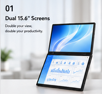 Moniteur double écran pliable à 180 degrés, mode ordinateur portable, mode partage, mode support, écran tactile IPS FHD 15,6 pouces pour la multitâches