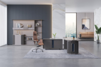Table de direction moderne de qualité supérieure en métal mat gris foncé avec bureau modulaire en MDF de luxe pour CBD