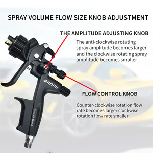 プロフェッショナルグレードのHVLP 1.3mm空気圧スプレーガンオリジナルノズルと600ccペイントカップ重力フィード自動車塗装ツール - Product Image 3