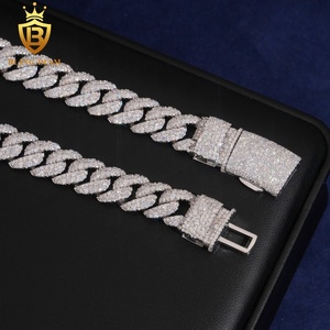 Chaîne cubaine en <span class=keywords><strong>argent</strong></span> 925 de 12 mm avec mosaïque, style hip-hop, sertie de moissanite VVS, personnalisée, pour homme - Product Image 6