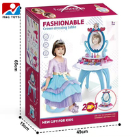 Table de maquillage en plastique 2-en-1 pour filles avec tiroirs de rangement et accessoires pour cheveux pour jeu de rôle et de maquillage