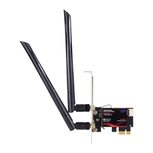 VCOM 3000Mbps WiFi6 Internal Computer WiFi Adapter PCI-E Network Card with 2*5dBi Un-fixed Antennas Intel AX200 Chipset