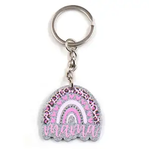 2024 Hot One Piece Acrylic Keychain Mom Leopard Print Holiday Gift Keychain with UV Printing Drop Shipping in Metal Material
