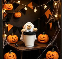 Ornement de tasse en peluche Ours Fantôme, Décoration d'Halloween Ours Fantôme, Housse mignonne en peluche pour tasse à café, Décoration de table festive
