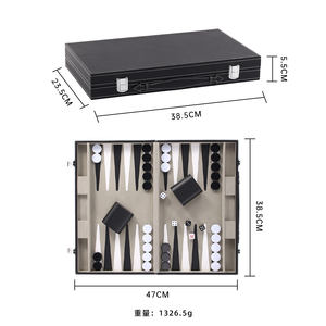 Set da viaggio personalizzato per adulti Backgammon portatile con custodia in pelle e chip per giochi di scacchi - Product Image 2