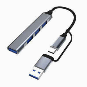 ฮับแปลง USB C เป็น USB 3.0 แบบหลายพอร์ต 4 in 2 อลูมิเนียม สำหรับ MacBook Pro Air แล็ปท็อป PS4 PS5 เครื่องพิมพ์ - Product Image 1
