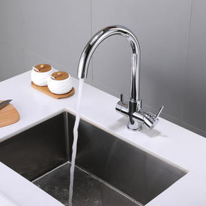 Rubinetto a Tre Vie con Doppia Maniglia in Ottone, Filtro per Acqua Potabile, Miscelatore a Tre Vie per Lavello da Cucina - Product Image 4