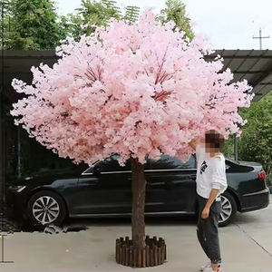 Arbre artificiel en fleurs de cerisier rose multi-tailles en plastique, décorations faites à la main durables pour mariage, Noël, Nouvel An, Saint-Valentin - Product Image 1