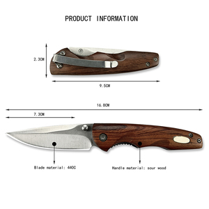 Vendita calda da campeggio portatile Mini coltello pieghevole in acciaio inox con manico in legno coltelli da sopravvivenza strumento EDC - Product Image 6