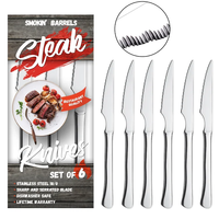 Ensemble de 6 couteaux à steak, couteaux à steak en acier inoxydable sur pied, couteaux à steak dentelés tranchants
